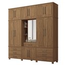 Ver imagem 2 de Guarda-roupa Casal Londres Capelinha 13 Portas 7 Gavetas com Espelho Jatoba - Santos Andirá