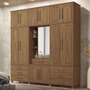 Ver imagem 1 de Guarda-roupa Casal Londres Capelinha 13 Portas 7 Gavetas com Espelho Jatoba - Santos Andirá