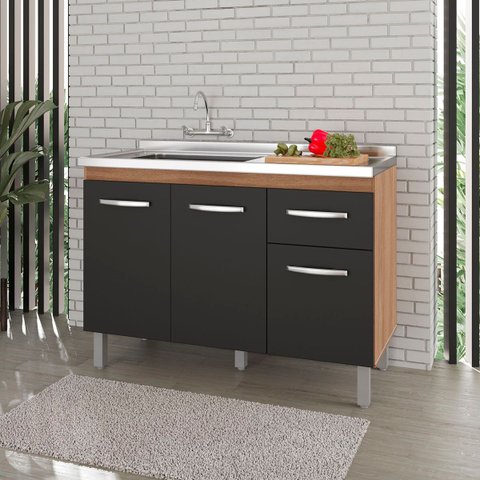 Balcão Lírio 3 Portas 1 Gaveta Cozinha Mb1 120cm