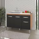 Ver imagem 1 de Balcão Lírio 3 Portas 1 Gaveta Cozinha Mb1 120cm