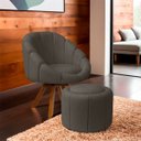 Ver imagem 2 de Kit Poltrona Decorativa Orgânica Flora Base Giratória com Puff Bouclê - Sofa Store:bouclê Marrom