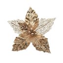 Ver imagem 6 de Kit 3 Flores Bico de Papagaio Pick Natal Vazado Veludo Champanhe Luxo Glitter e Lantejoulas 22cm