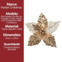 Ver mais imagens de Kit 3 Flores Bico de Papagaio Pick Natal Vazado Veludo Champanhe Luxo Glitter e Lantejoulas 22cm