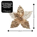 Ver imagem 4 de Kit 3 Flores Bico de Papagaio Pick Natal Vazado Veludo Champanhe Luxo Glitter e Lantejoulas 22cm