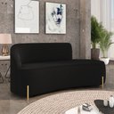 Ver imagem 3 de Sofá 3 Lugares Orgânico 180cm Pé Dourado Morgan Veludo Preto D03 - D’Rossi