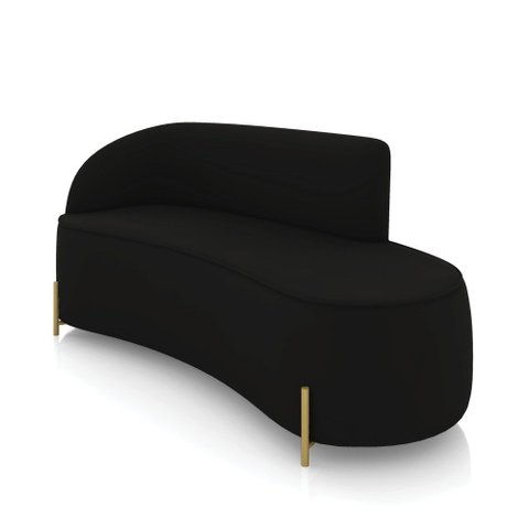 Sofá 3 Lugares Orgânico 180cm Pé Dourado Morgan Veludo Preto D03 - D’Rossi
