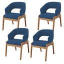 Ver imagem 1 de Kit 04 Cadeiras de Jantar e Estar Living Estofada Lince L02 Suede Azul Marinho - Lyam Decor