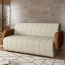 Ver imagem 2 de Sofá 3 Lugares Sala Living Orgânico 188cm Fávara K01 Couríssimo Whisky Linho Champanhe - Lyam Decor