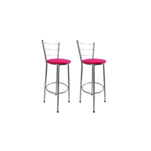 Kit 2 Banqueta Alta Prata Cozinha Gourmet Americana Balcão:rosa