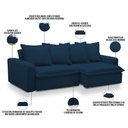 Ver imagem 5 de Sofá Retrátil Reclinável para Sala de Estar Living 215cm Vêneto F04 Veludo Azul - Lyam Decor
