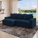 Ver imagem 4 de Sofá Retrátil Reclinável para Sala de Estar Living 215cm Vêneto F04 Veludo Azul - Lyam Decor