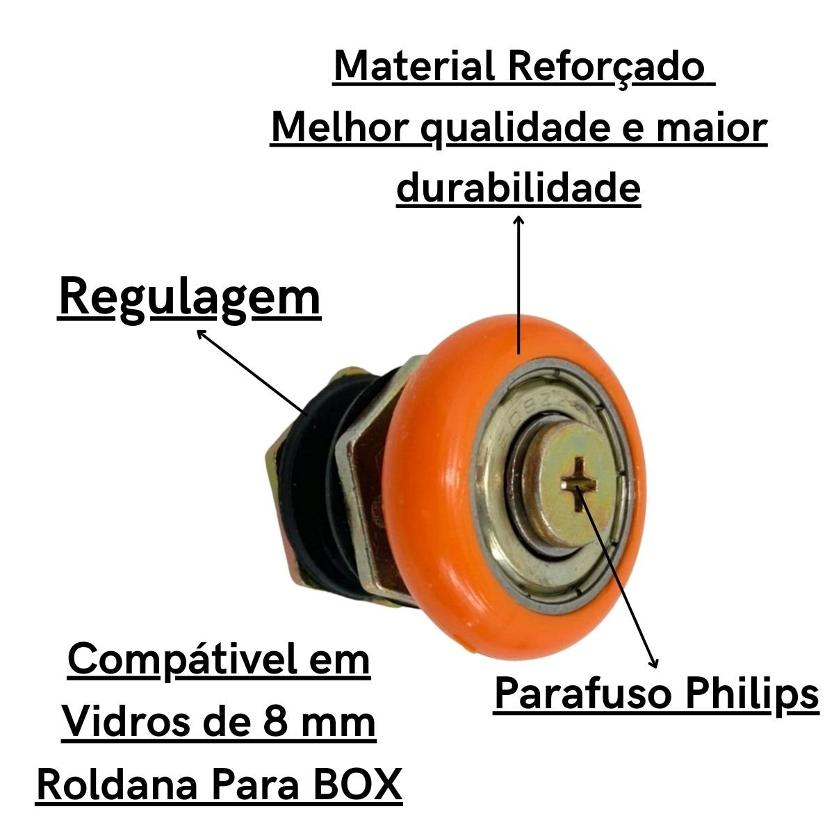 Kit 6 Roldana para Box Regulagem Porta Blindex Vidro 8 Mm - 2