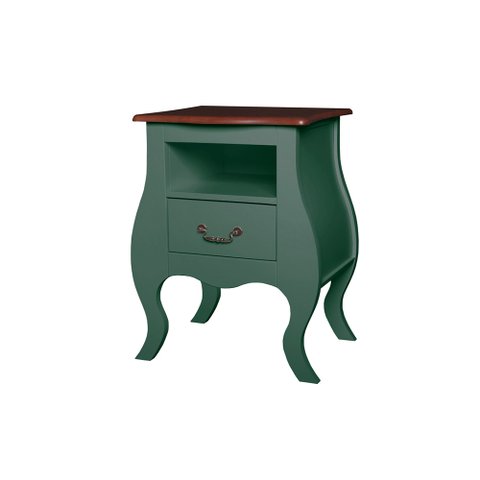 Mesa de Cabeceira Bombê 1 Gaveta e Nicho 1026n - Verde Musgo/imbuia Glazer