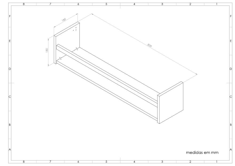 Kit 2 Porta Livros Nicho em Mdf 80cm Branco - 5