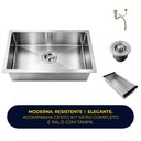 Ver imagem 6 de Cuba de Cozinha Pia Retangular Gourmet Embutir Sobrepor 60x40 Aço Inox 304 Escovada Prata Brinovar