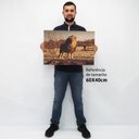 Ver imagem 2 de Quadro Decorativo em Canvas Leão Predador TaColado Moldura Flutuante 4,5cm Freijó 60 x 40cm