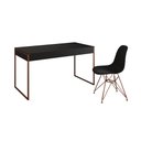 Ver imagem 2 de Escrivaninha Industrial Escritório Preta 137x53cm Malta com 1 Cadeira Eames Eiffel Preta Base Cobre