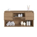 Ver imagem 3 de Gabinete Banheiro Suspenso 110cm 2 Gavetas 1 Porta e Nicho sem Cuba Mel BL9290