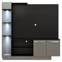 Ver imagem 3 de Estante Tv 55" Com 3 Leds E 2 Portas Dallas Multimóveis V3399 Preta/Lacca Fumê Preto/Lacca Fumê