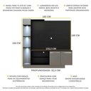 Ver imagem 6 de Estante Tv 55" Com 3 Leds E 2 Portas Dallas Multimóveis V3399 Preta/Lacca Fumê Preto/Lacca Fumê