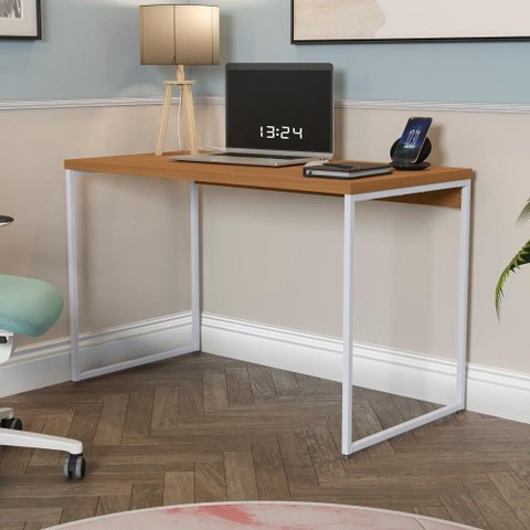Mesa de Escritório Escrivaninha Kappesberg LI018 Industrial Canela/Branco 118cm