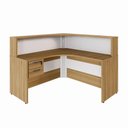 Ver imagem 3 de Balcão Recepção em L e Gaveteiro Suspenso com 2 Gavetas F5 Cor:macadâmia com Branco
