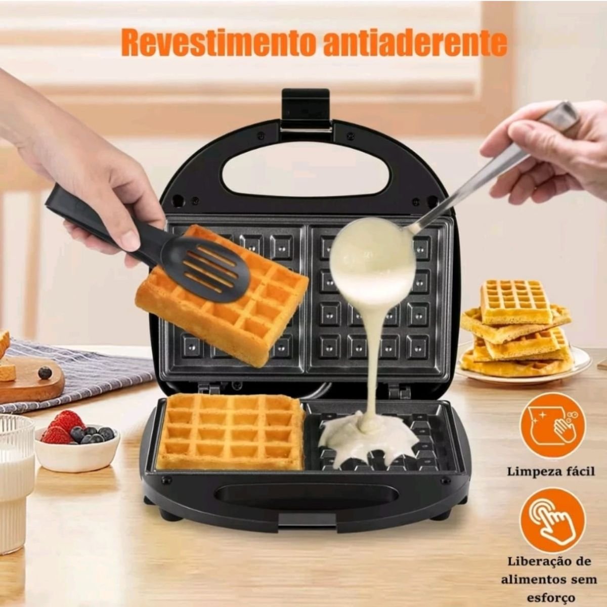 Máquina Multifuncional Crianças Bolo Donuts Waffle 3 em 1 - 5