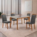 Ver imagem 1 de Mesa de Jantar Liz 120cm Tampo MDF Vidro Canto Copo com 4 Cadeiras Lorena