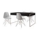 Ver imagem 2 de Mesa Jantar Industrial Retangular Filadélfia Preta 137x90cm com 4 Cadeiras Brancas Eames Base Ferro
