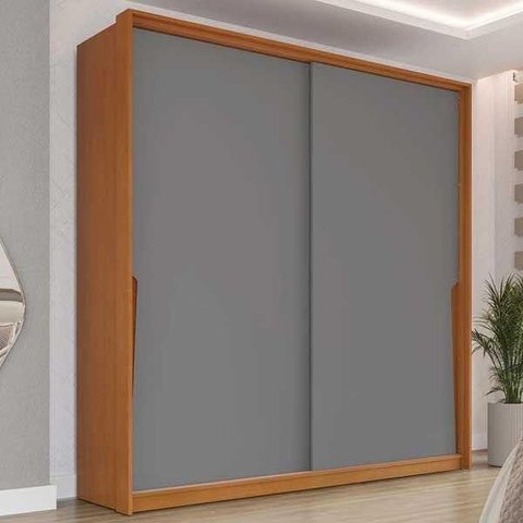 Guarda Roupa 2 Portas de Correr e 2 Gavetas Porto Freijo/cinza - Politorno