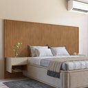 Ver imagem 1 de Cabeceira para Cama de Casal/queen Florença com 2 Mesas de Cabeceira Cedro/off White