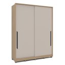 Ver imagem 2 de Guarda-Roupa Casal 2 Portas Correr 100% MDF Barcelona Marrom/Off White/Carvalho