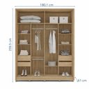 Ver imagem 3 de Guarda-Roupa Casal 2 Portas Correr 100% MDF Barcelona Marrom/Off White/Carvalho