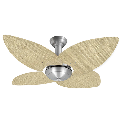 Ventilador de Teto Office Jet Aspen Venti-Delta Prata 4Pás Rattan Natural+Controle 110v