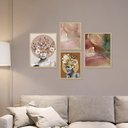 Ver imagem 2 de Kit 4 Quadros Decoração Ambiente Sala com Moldura Caixa e Mulher Abstrato Moderno Colorido