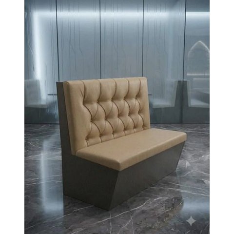 Poltrona Sofá Booth Prime Bege e Preta 2 Lugares Bege