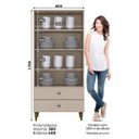 Ver imagem 4 de Cristaleira 2 Portas de Vidro 3 Prateleiras 2 Gavetas Lady Espresso Móveis