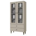 Ver imagem 2 de Cristaleira 2 Portas de Vidro 3 Prateleiras 2 Gavetas Lady Espresso Móveis