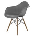 Ver imagem 1 de Cadeira Eames com Braço Cinza em Polipropileno Base Madeira Jantar Cozinhas Espaços Gourmet
