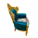 Ver imagem 6 de Par de Poltrona Verde Turquesa com Dourado 122x91x85 Toque de Luxo para Sala de Estar