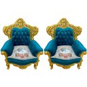 Ver imagem 1 de Par de Poltrona Verde Turquesa com Dourado 122x91x85 Toque de Luxo para Sala de Estar