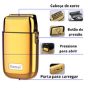 Ver imagem 3 de Máquina de Barbear Shaver Kemei Tx1 Gold Barbeador Titanium