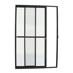 Porta de Alumínio de Correr com 2 Folhas Preto 210x160cm - Direita - 3