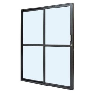 Porta de Alumínio de Correr com 2 Folhas Preto 210x160cm - Direita