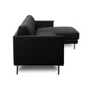 Ver imagem 6 de Sofá Decorativo Karine 5 Lugares Sala de Estar 300cm com Chaise Pés em Aço Couro Preto G88 - Gran Be
