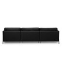 Ver imagem 7 de Sofá Decorativo Karine 5 Lugares Sala de Estar 300cm com Chaise Pés em Aço Couro Preto G88 - Gran Be