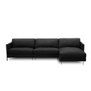 Ver imagem 5 de Sofá Decorativo Karine 5 Lugares Sala de Estar 300cm com Chaise Pés em Aço Couro Preto G88 - Gran Be