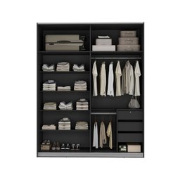 Guarda Roupa 2 Portas de Correr Reflecta com Led 100% Mdf Cor:preto - 4