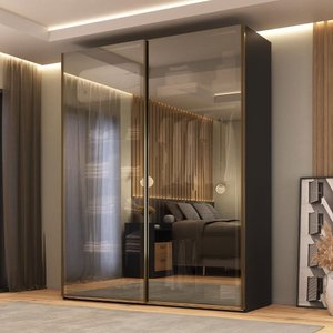 Guarda Roupa 2 Portas de Correr Reflecta com Led 100% Mdf Cor:preto