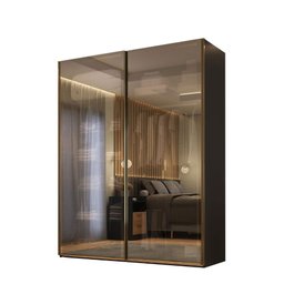 Guarda Roupa 2 Portas de Correr Reflecta com Led 100% Mdf Cor:preto - 2